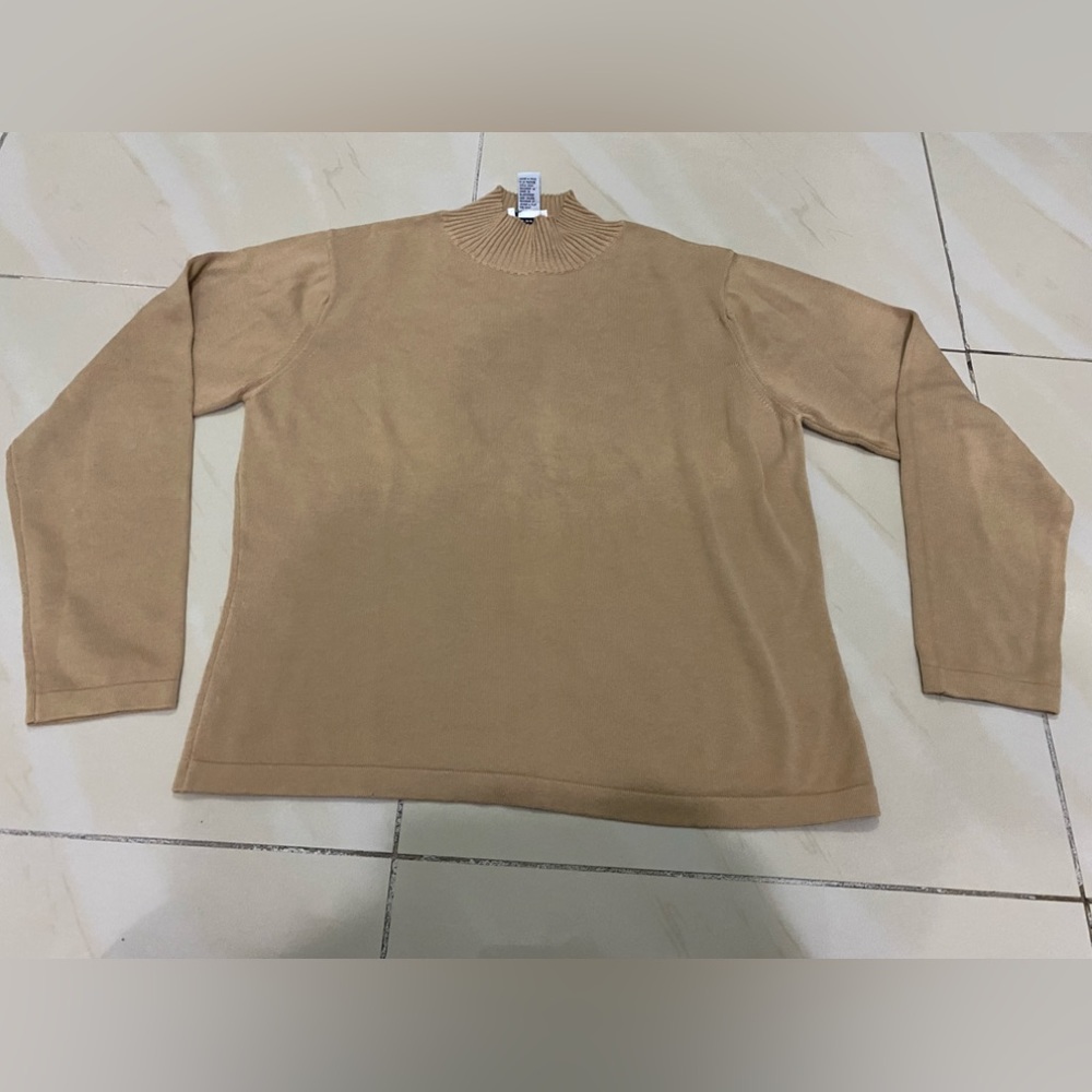 TALBOTS MENS Sweater TAN Long Sleeves Pullover Size L